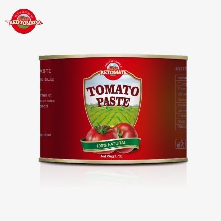 便利に包装された 70g 缶の甘酸トマトペースト ユーザーフレンドリーなハードカバーデザイン