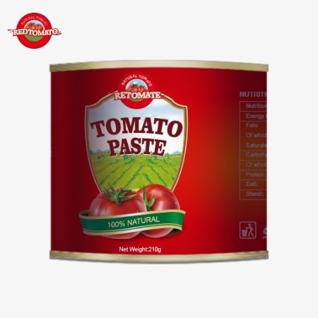 210g缶詰トマトペストはISO HACCP BRCとFDAの生産基準に従って製造されています