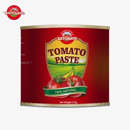 この210gの缶詰トマトペストは ISO,HACCP BRCとFDAの生産基準に従って製造されています