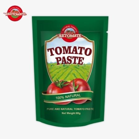 80g の スタンドアップ 袋 の 二重 濃縮 トマト パスト は 30% から 100% までの 純度 レベル で 提供 さ れ ます