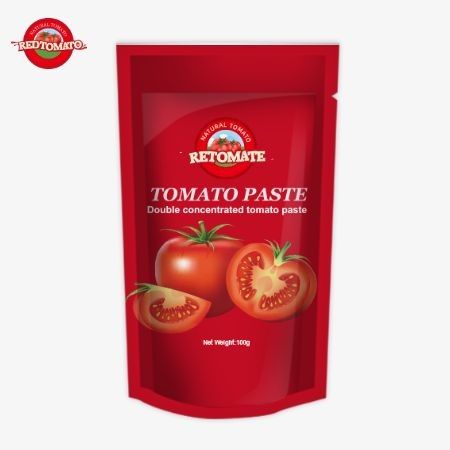 OEM 100g スタンドアップサケットには,純度30%~100%の二重濃縮トマトペストが含まれています.