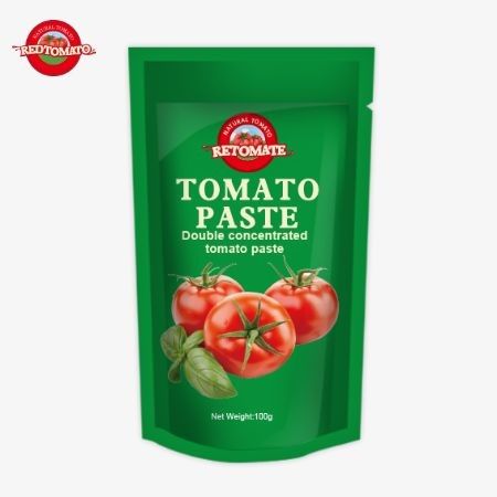 高品質の100g スタンドアップサケット トマトペースト 中国で有名な工場から