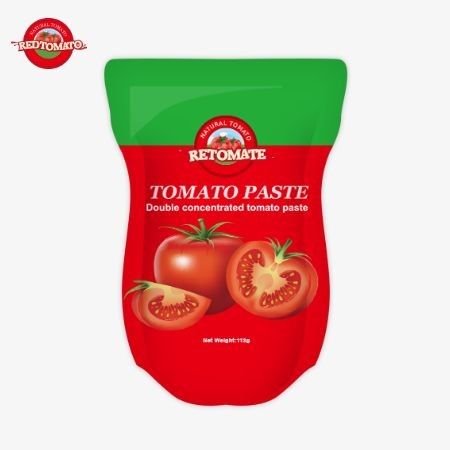 トマトペースト工場はISO HACCP BRCとFDAの生産基準に準拠して113gのスタンドアップサケットを生産しています