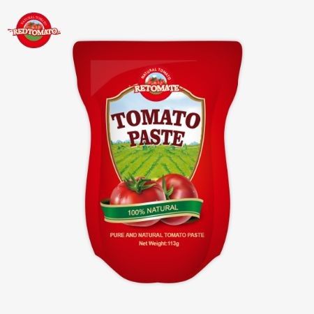 トマトペースト工場はISO HACCP BRCとFDAの生産基準に準拠して113gのスタンドアップサケットを生産しています