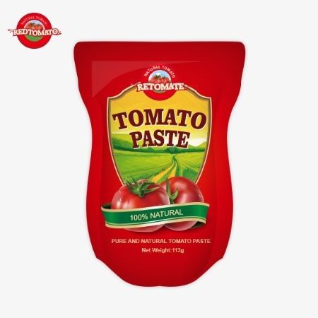 トマトペスト工場はISO HACCP BRCとFDAの生産基準に従って113gのスタンドアップサケットを生産