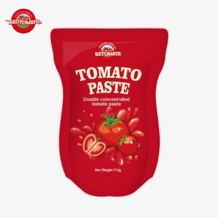 トマトペスト工場はISO HACCP BRCとFDAの生産基準に従って113gのスタンドアップサケットを生産
