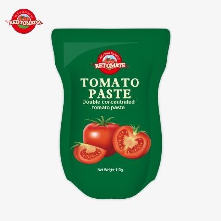トマトペースト工場はISO HACCP BRCとFDAの生産基準に準拠して113gのスタンドアップサケットを生産しています