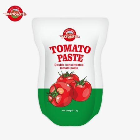 トマトペースト工場は,ISO HACCP BRCとFDAの生産基準に従って113gのスタンドアップサケットを製造しています