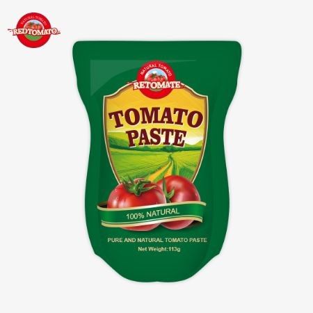 トマトペスト工場はISO HACCP BRCとFDAの生産基準に従って113gのスタンドアップサケットを生産