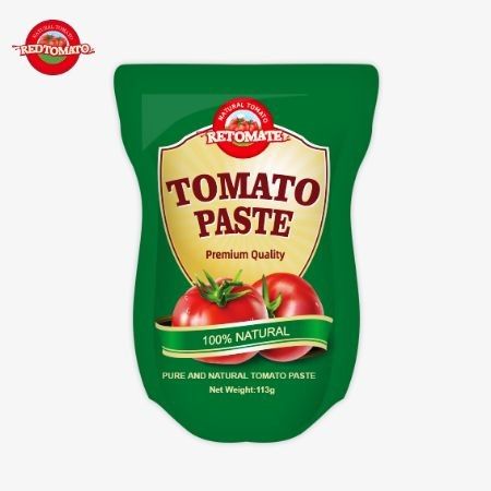 トマトペスト 113g スタンドアップサケット ISO HACCP BRC と FDA 生産基準に準拠