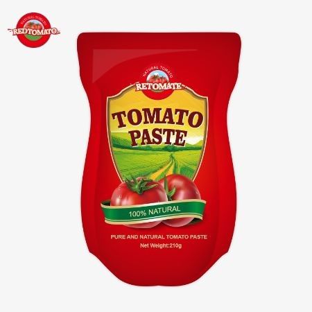 210g スタンドアップサケットトマトペストは,ISO HACCP BRCとFDAの生産基準に従って製造されています