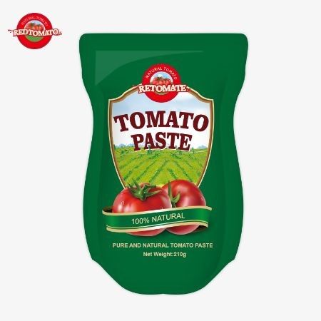 210gのスタンドアップサケットトマトペストの生産は ISO HACCP BRCとFDA製造基準を満たしています