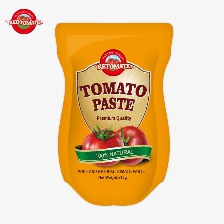 210gのスタンドアップサケットトマトペストの生産は,ISO HACCP BRCとFDA基準に準拠しています.
