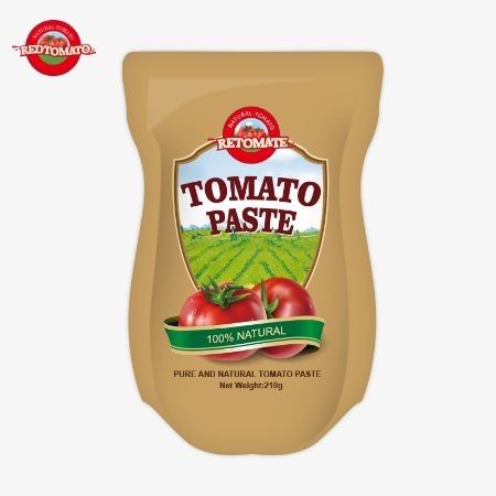 210gのスタンドアップサケットトマトペストの生産は ISO HACCP BRCとFDAの基準を満たしています