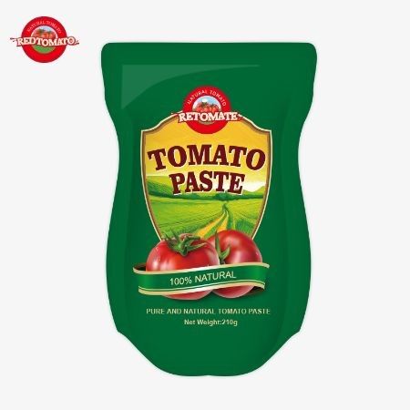 210gのスタンドアップサケットトマトペストは,ISO HACCP BRCとFDAの生産基準を満たしています.