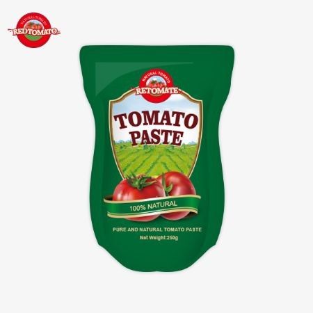スタンドアップサケットには 30%~100%の純度範囲で 250gの甘くてタングなトマトペーストが含まれています