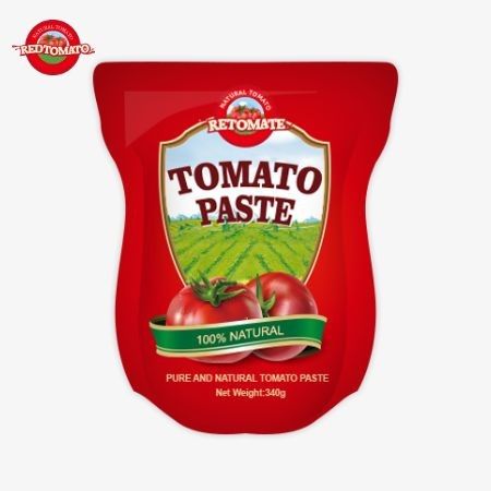 スタンドアップサケットには 340g の甘くて辛いトマトペーストがあり 純度が30%から100%まであります