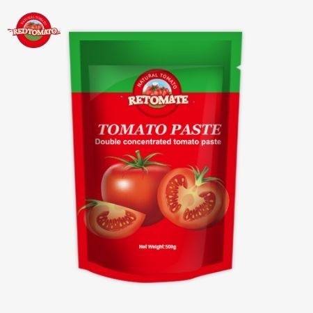 500gのスタンドアップサケットトマトペーストは便利なパッケージと美味しい味を提供します