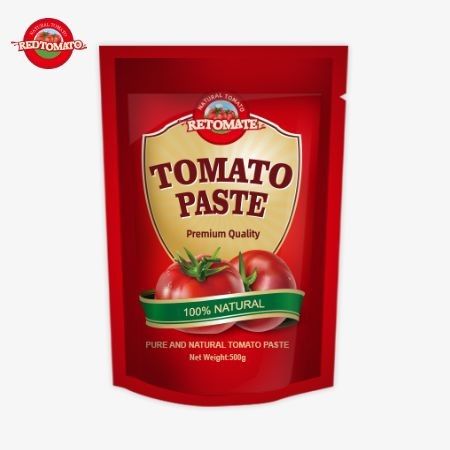 500gのスタンドアップサケットトマトペーストは便利なパッケージと美味しい味を提供します