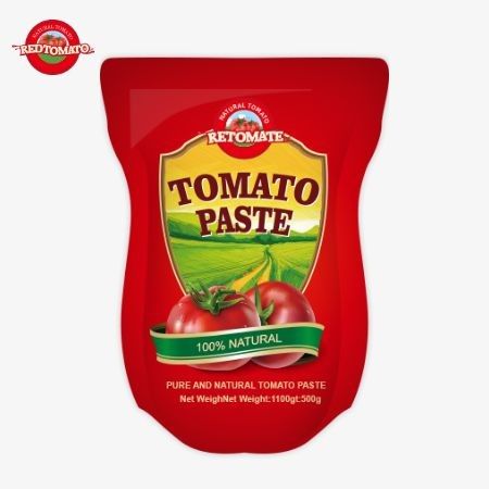 1100gのスタンドアップサケットトマトペストは,工場価格遵守のためのISO,HACCPおよびBRC基準を満たしています