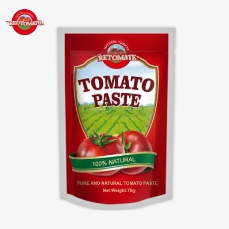 レッドトマトブランド 70g プレミアム ダブル濃縮トマトペースト袋 - 豊かな味 便利なスタンドアップデザイン