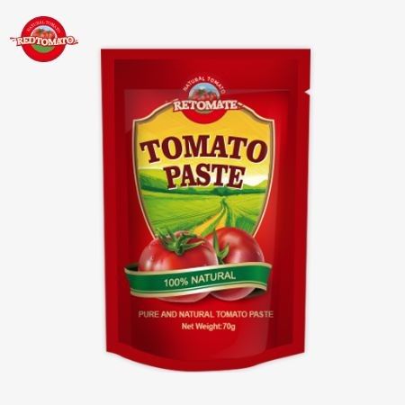 レッドトマトブランド 70g プレミアム ダブル濃縮トマトペースト袋 - 豊かな味 便利なスタンドアップデザイン