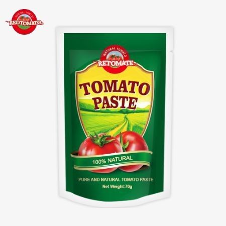 レッドトマトブランド 70g プレミアム ダブル濃縮トマトペースト袋 - 豊かな味 便利なスタンドアップデザイン