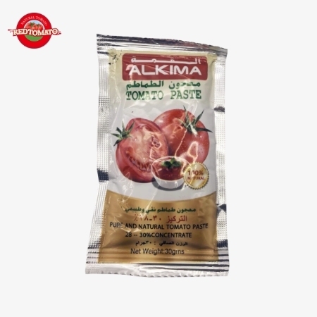 ALKIMA 30g フラットサシェ トマトペースト 濃縮度Brix 28～30% Retomateブランドまたはお客様独自のOEMで利用可能