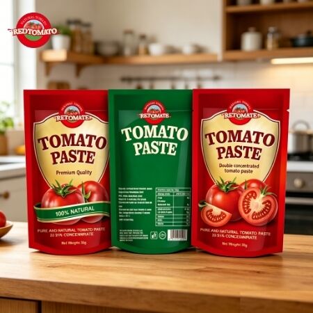 ISO、HACCP、BRC、FDA認証付き 50g トリプル濃縮 スタンドパウチ トマトペースト