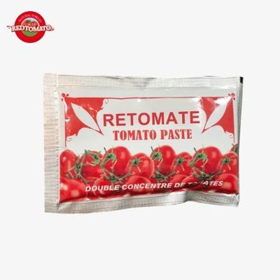 40g フラットトマトペースト サケット - OEM ダブル濃縮トマトペースト 中国の生産者