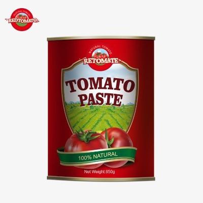 中国で精巧に製造された 高品質の850gトマトパスト 缶詰で28/30%のブリックス濃度