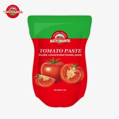 トマトペースト工場はISO HACCP BRCとFDAの生産基準に準拠して113gのスタンドアップサケットを生産しています