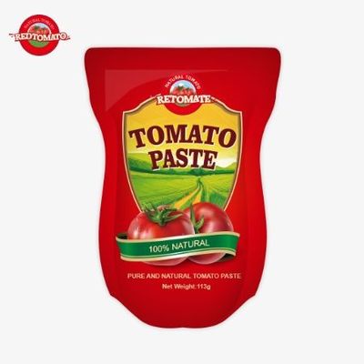 トマトペスト工場はISO HACCP BRCとFDAの生産基準に従って113gのスタンドアップサケットを生産