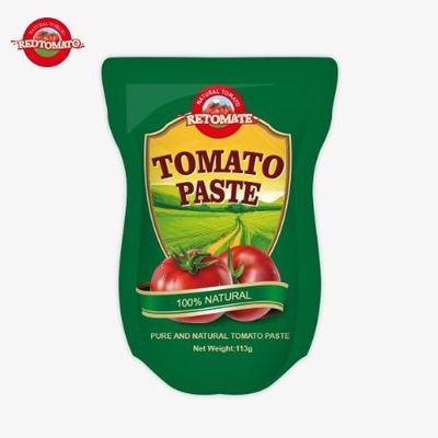 トマトペスト工場はISO HACCP BRCとFDAの生産基準に従って113gのスタンドアップサケットを生産