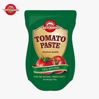 210gのスタンドアップサケットトマトペストの生産はISO HACCP BRCとFDA製造基準に準拠しています