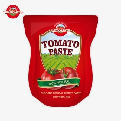 スタンドアップサケットには 340g の甘くて辛いトマトペーストがあり 純度が30%から100%まであります