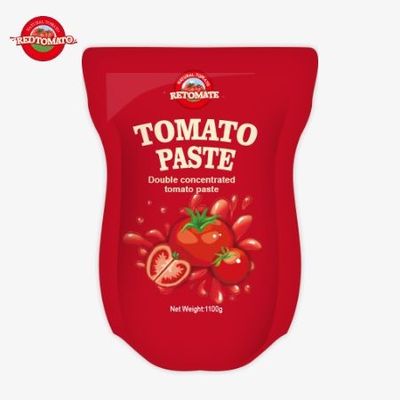 1100gのスタンドアップサケットトマトペストは,ISO HACCPとBRCの工場価格基準を満たしています.